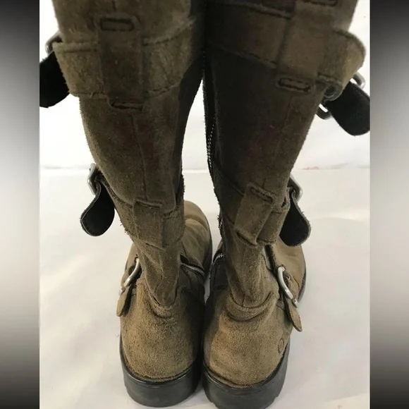 Born Brown Suede Buckle Mid Calf Boots Size 9.5 - Picture 3 of 6